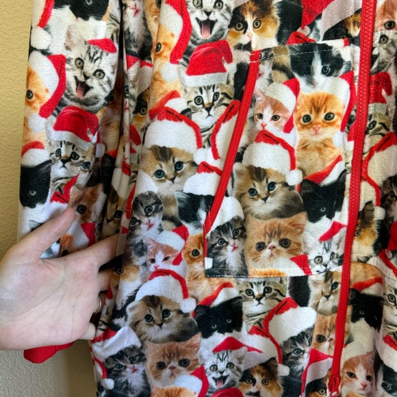 Tipsy Elves bodysuit adults large full zip cat christmas kitty one piece red - Picture 4 of 11